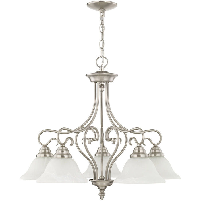 23'' Five Light Dimmable Chandelier With Shades - Pearl Silver / Nickel