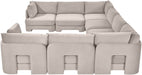 Meridian Furniture Hammond velvet performance fabric 8-piece U-shaped sectional sofa with plush upholstery and modern design.
