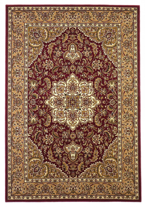 7' x 10' Polypropylene Area Rug - Red Or Beige