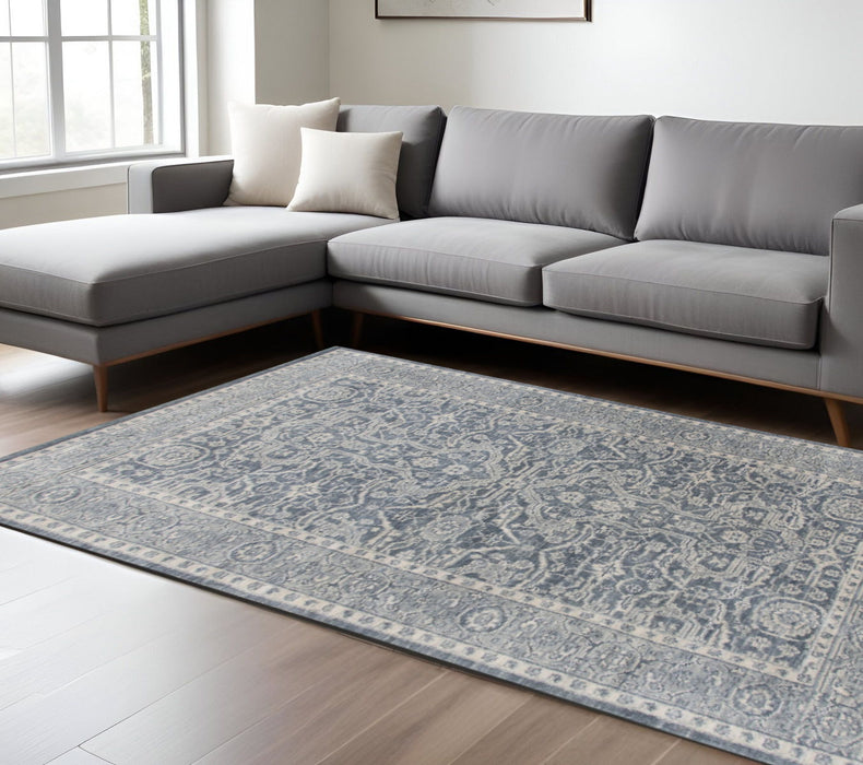 10' X 14' Wool Medallion Hand Woven Area Rug - Gray And Dark