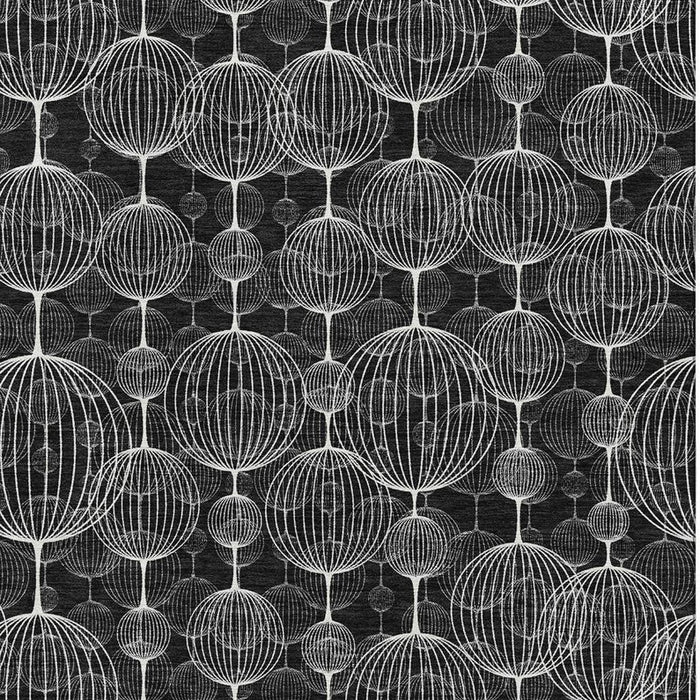 10' X 14' Geometric Washable Area Rug With UV Protection - Black And Ivory