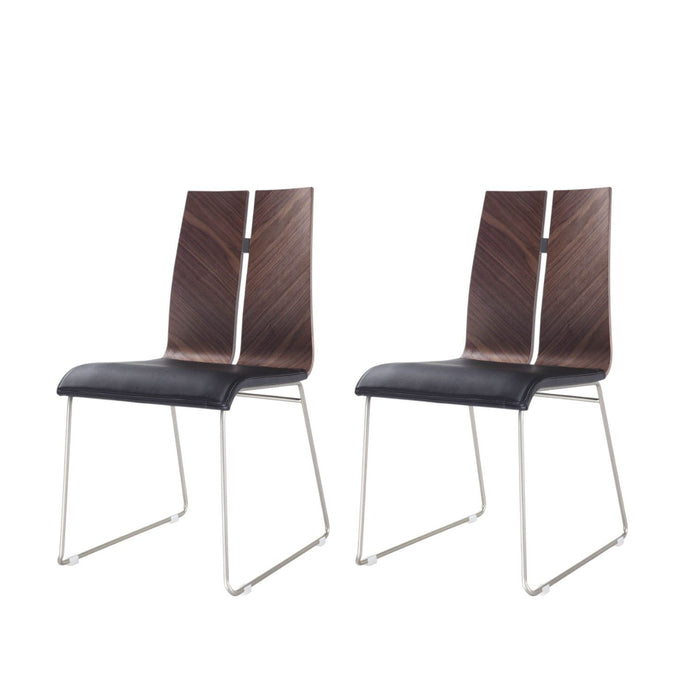 Faux Leather Dining Side Chairs (Set of 2) - Brown / Black