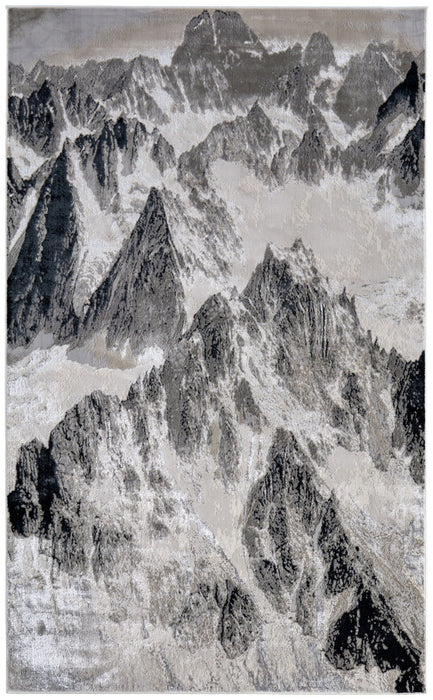 10' X 13' Abstract Area Rug - Black And Silver