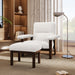 Giga modern accent chair with matching ottoman, white fabric lounge set with solid wood frame for living room comfort.