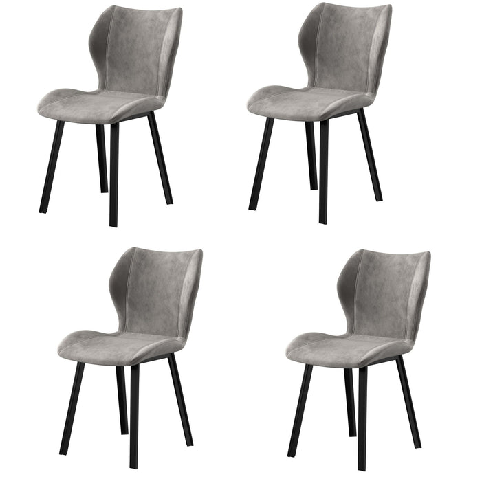 Upholstered Velvet Dining Side Chairs (Set of 4) - Gray / Black
