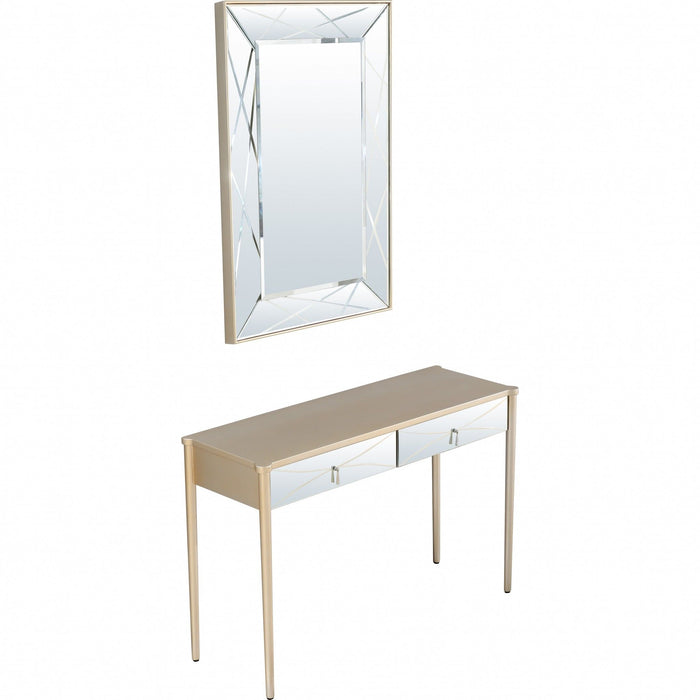 Mirrored Glass Console Table - Champagne