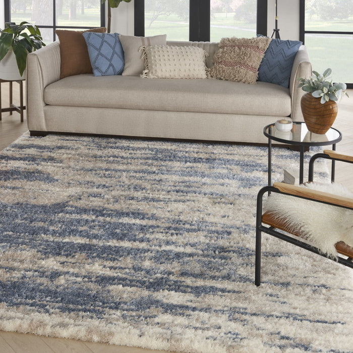 8' X 10' Abstract Shag Area Rug - Light Blue