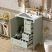 Modern Giga bathroom vanity with sink, solid wood frame, soft closing door, and three drawers for stylish bathroom storage.
