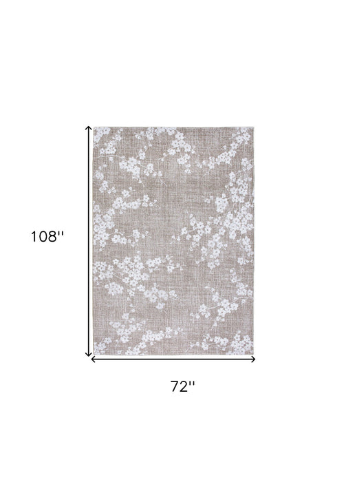 7' X 9' Oriental Washable Area Rug (548792) - Gray / White