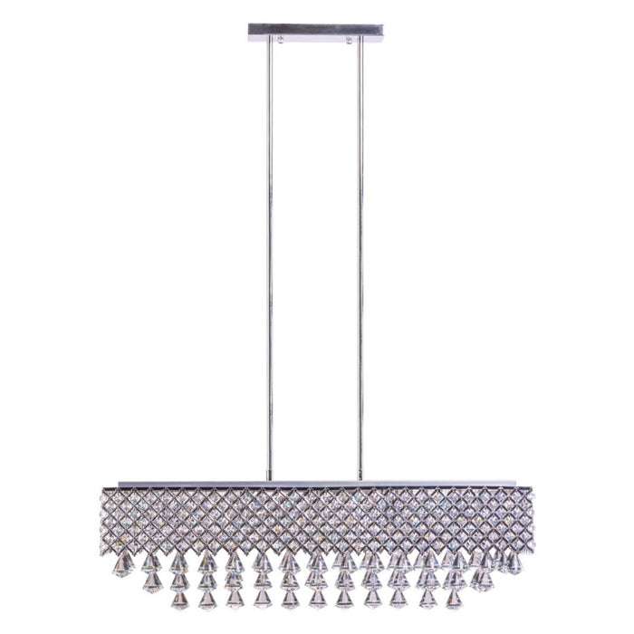Twelve Light Metal Dimmable Chandelier With Shades - Silver / Clear