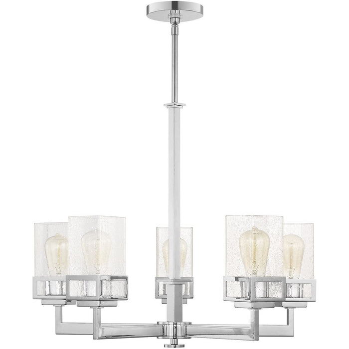 29" Five Light Dimmable Chandelier With Shades - Silver