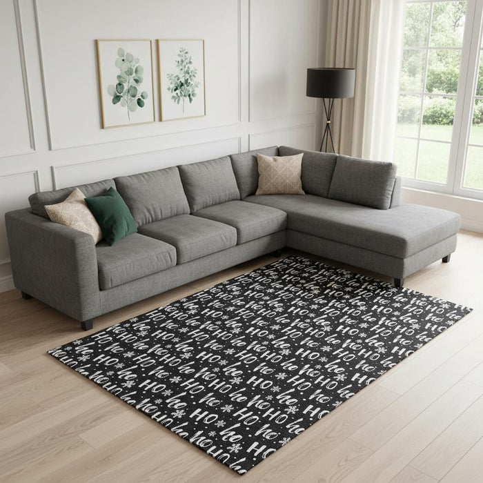 10' X 14' Abstract Geometric Washable Area Rug With UV Protection (701792) - Black / Ivory