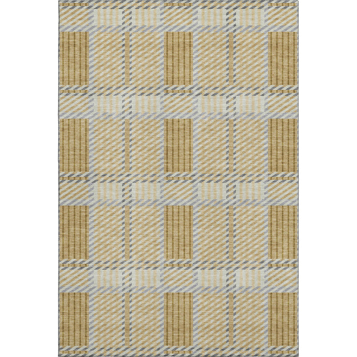 10' X 14' Plaid Washable Area Rug With UV Protection (678718) - Gold / Beige / Brown