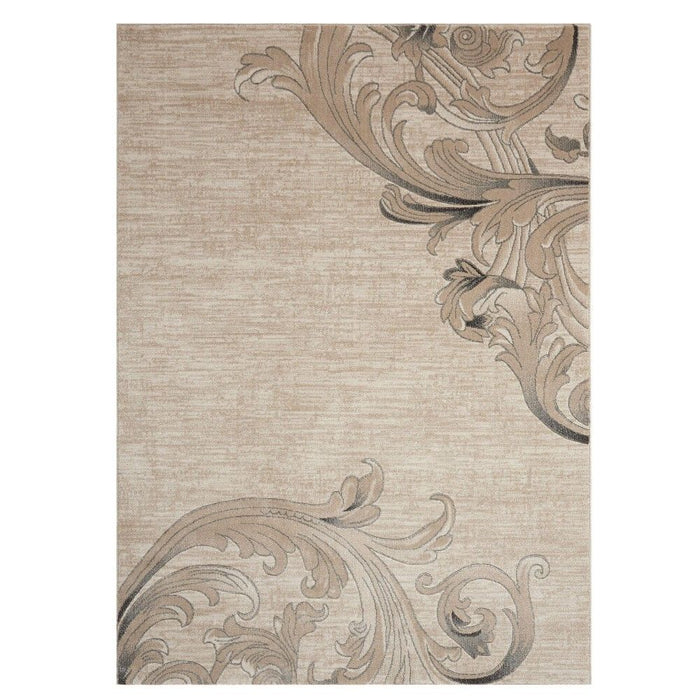 9' X 13' Damask Non Skid Area Rug - Tan