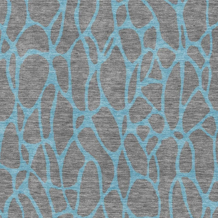 10' X 14' Geometric Washable Area Rug With UV Protection (680325) - Gray / Aqua