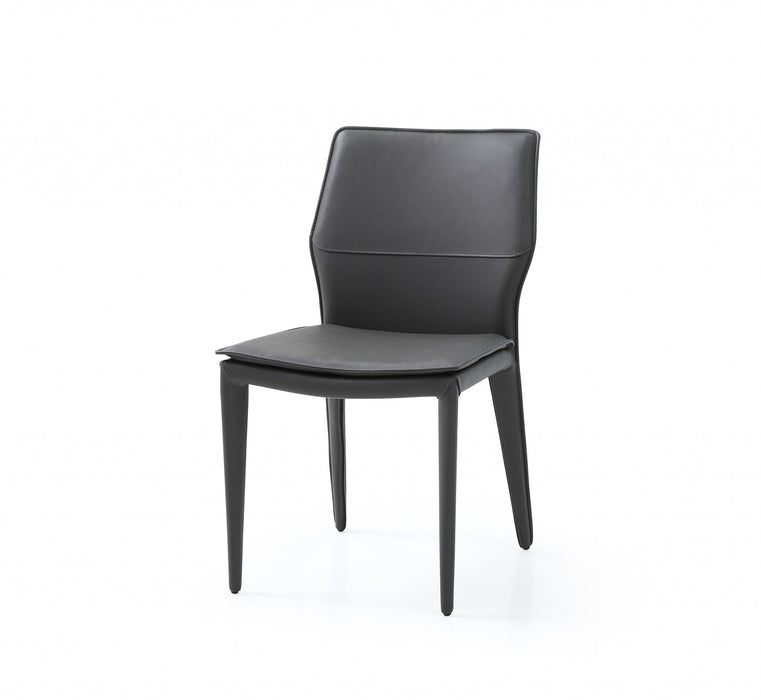 Slipcovered Upholstered Faux Leather Dining Side Chairs (Set of 2) - Gray