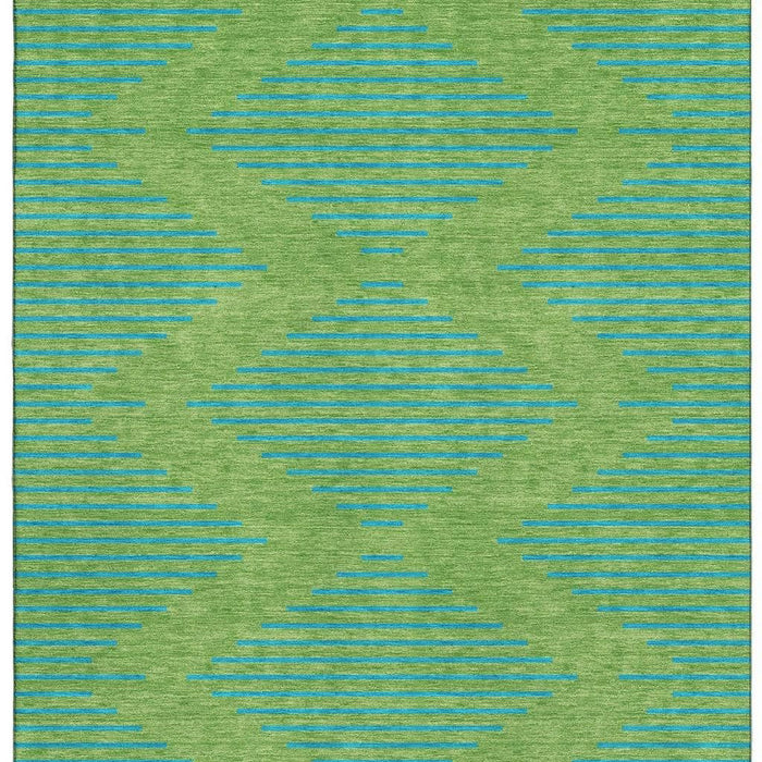 10' X 14' Geometric Washable Area Rug With UV Protection (679810) - Green / Teal