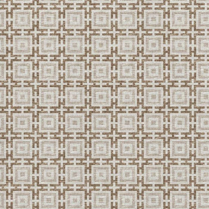 9' X 12' Geometric Washable Area Rug With UV Protection (645246) - Taupe / Beige