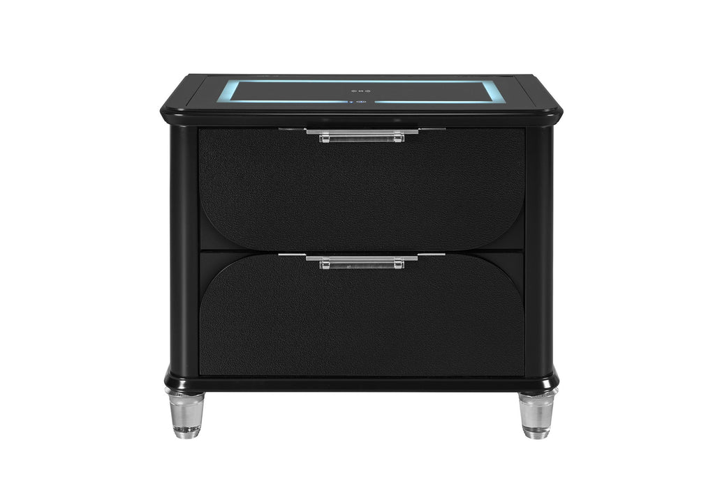 Lando - Nightstand With Speaker And Wireless Charging Platform - Black