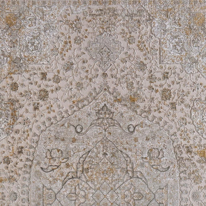 12' X 18' Oriental Area Rug With Fringe (722071) - Ivory / Gray / Gold