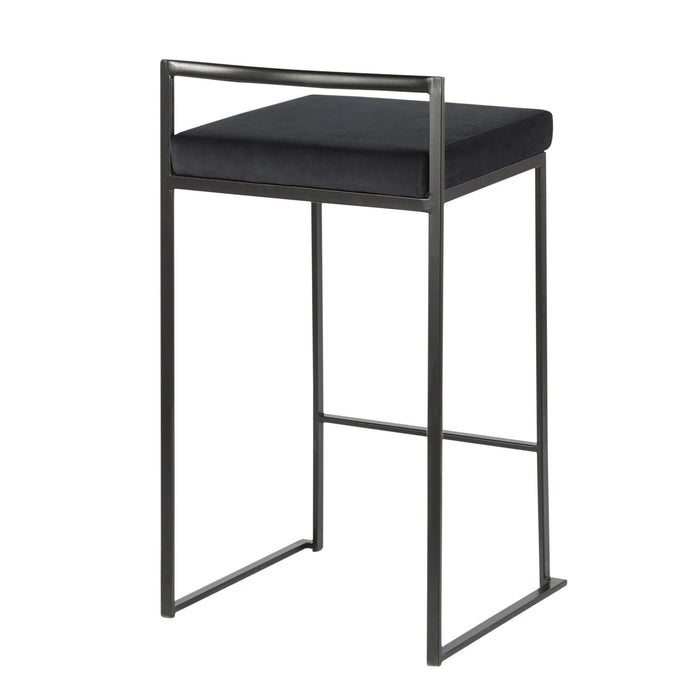 Fuji - Stackable Counter Stool With Cushion - Black Metal