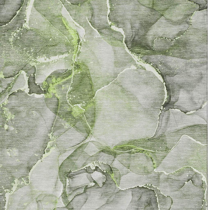 9' X 12' Abstract Washable Area Rug With UV Protection (647271) - Green / Ivory