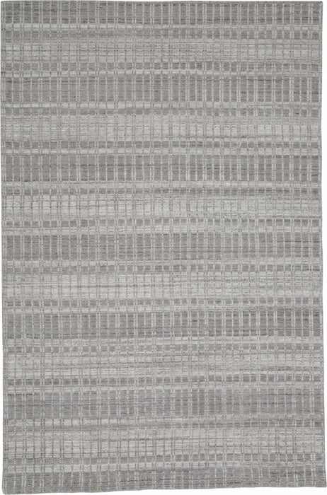 7' x 9' Geometric Hand Woven Area Rug - Gray And Ivory