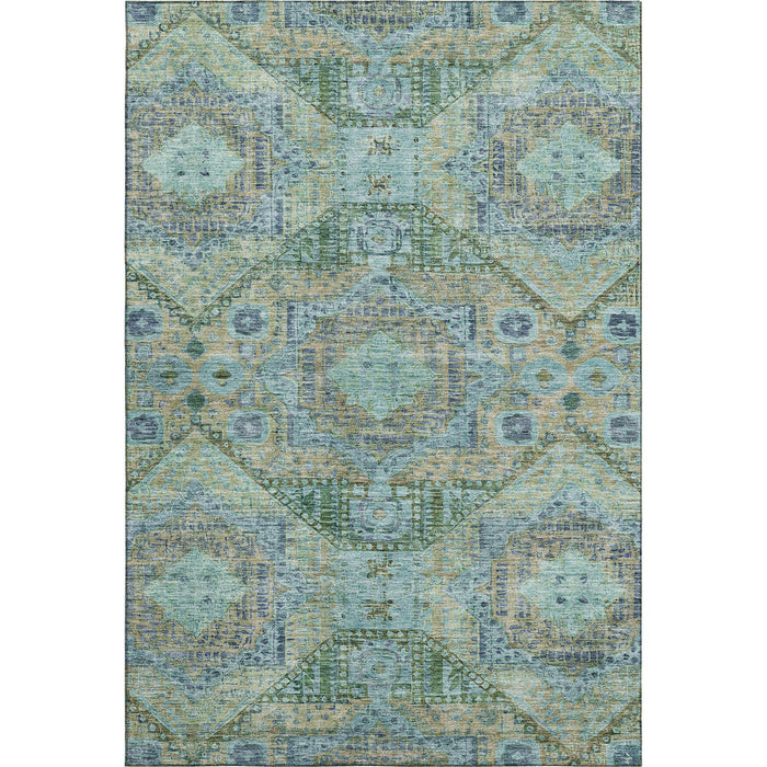 10' X 14' Abstract Geometric Washable Area Rug With UV Protection (708379) - Green / Blue / Beige