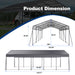 Giga metal carport 13x26.5 ft with galvanized steel roof and frame, outdoor storage shed for cars, boats, and trucks in gray.