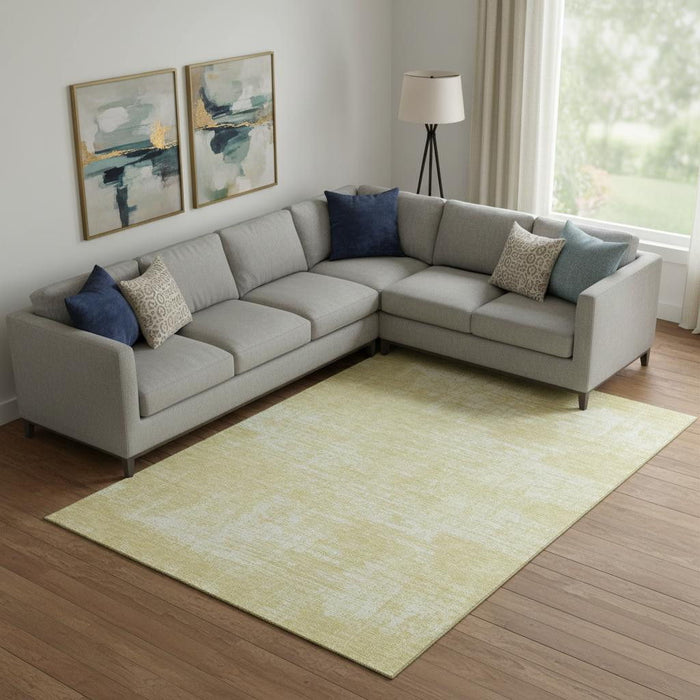 10' X 14' Abstract Washable Area Rug With UV Protection (667156) - Wheat / Ivory