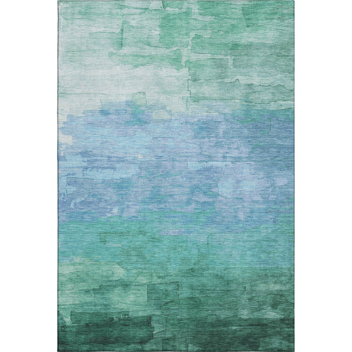 10' X 14' Striped Washable Area Rug With UV Protection (693888) - Teal / Aqua