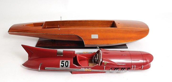 Ferrary Hydroplane RC Ready Boat Hand Painted Decorative Boat - Brown