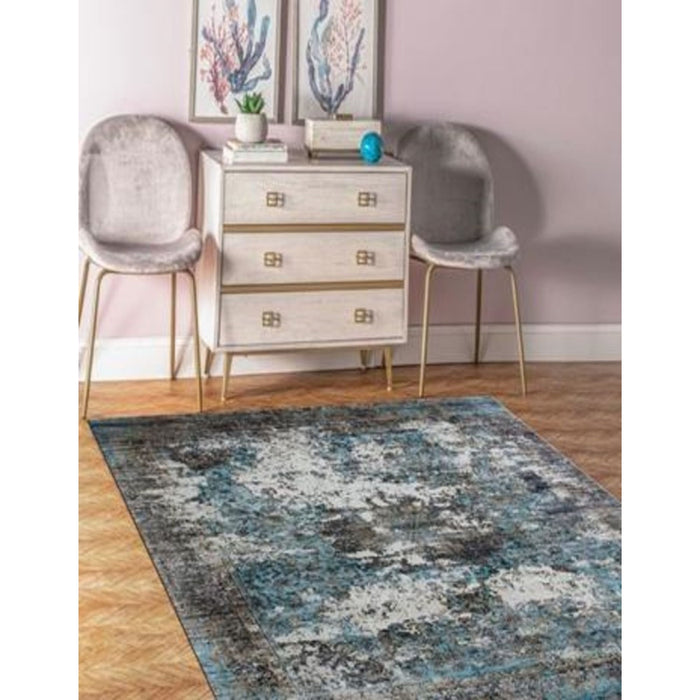 8' Abstract Hand Loomed Area Rug - Gray And Ivory