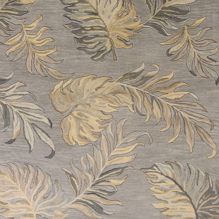 8' x 11' Hand Tufted Tropical Palms Indoor Area Rug - Gray