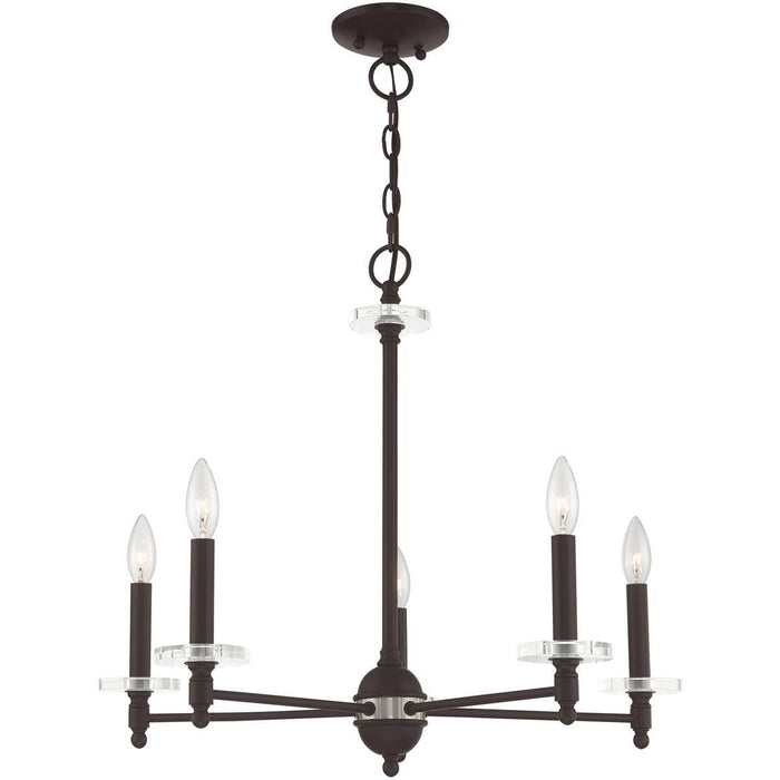 22'' Five-Light Dimmable Chandelier With Shades - Bronze