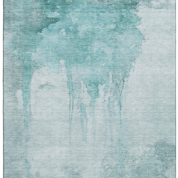 10' X 14' Abstract Washable Area Rug With UV Protection (701533) - Teal / Aqua