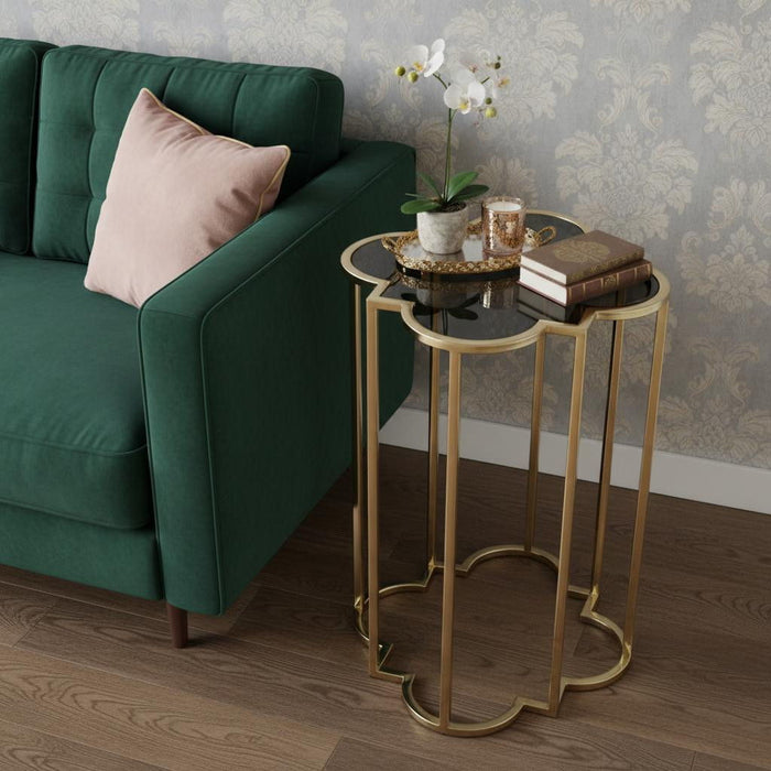 Glass Free Form End Table - Gold And Black