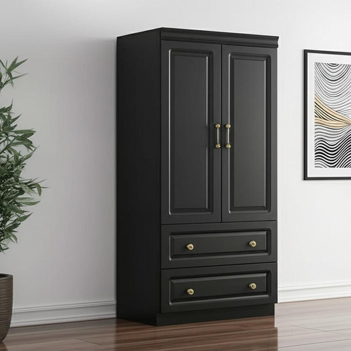 71" Wood Two Door Two Drawer Manufactured Wood Combo Dresser - Black