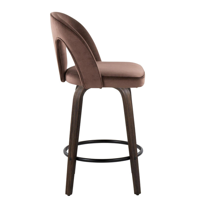 Ava - Upholstered Fixed-Height Barstool (Set of 2) - Walnut Glazed Wood Base