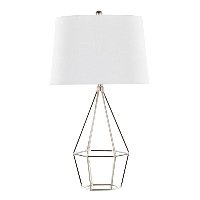 Geome - 27" Metal Table Lamp (Set of 2) - Polished Nickel With White Linen Shade From Grandview Gallery