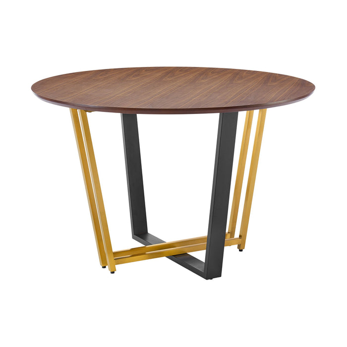 48" Iron Sled Base Round Top Dining Table - Brown