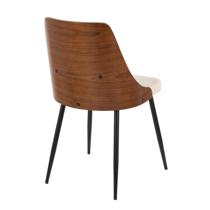 Anabelle - Dining / Accent Chair (Set of 2) - Black Metal, Walnut Wood, And Cream Fabric