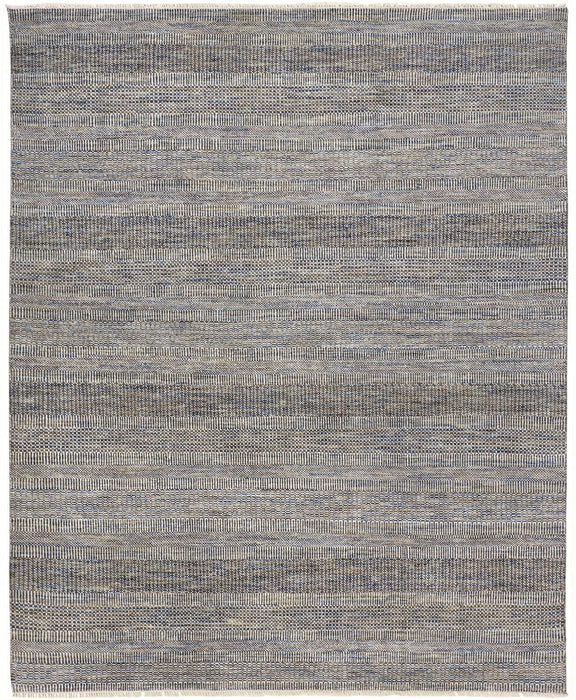 12' x 15' Wool Striped Hand Knotted Area Rug - Silver