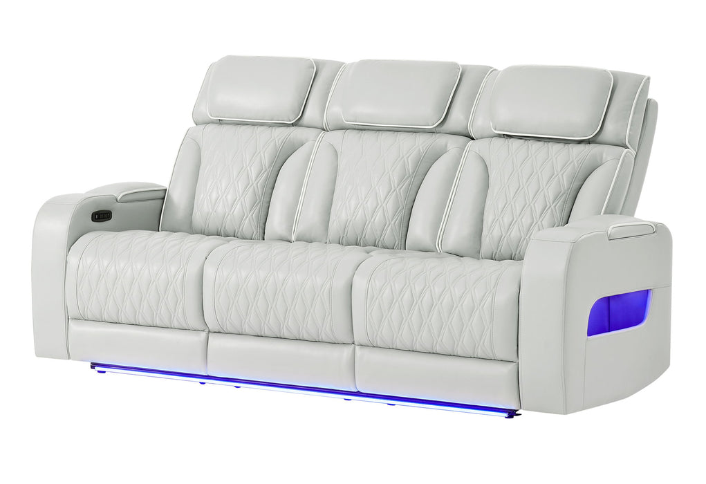 U8611 - Power Reclining Sofa With Power Headrest And LED - Silver