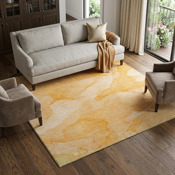 8' X 10' Abstract Washable Area Rug With UV Protection (646946) - Orange / Ivory