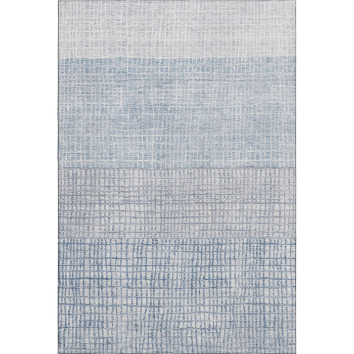 10' X 14' Geometric Washable Area Rug With UV Protection (705059) - Sky Blue / Ivory