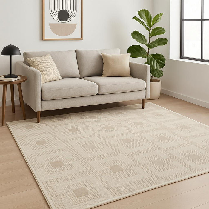 5' X 7' Geometric Power Loom Area Rug (572700) - Beige