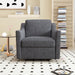 Giga 360-degree swivel armchair with skin-friendly fabric, ergonomic design, and brass nail decorative accents.