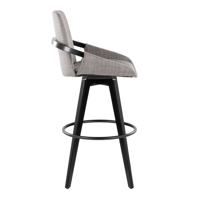 Cosmo - Fixed-Height Barstool (Set of 2) - Black Wood Base, Black Footrest