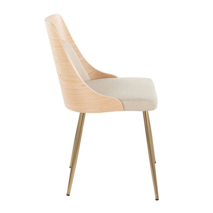 Anabelle - Dining / Accent Chair (Set of 2) - Gold Metal, Natural Wood